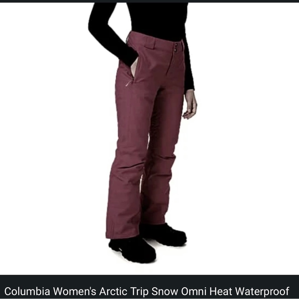 EUC Columbia Arctic Trip Snow Omni Heat Waterproof Pant Sz L (Malbec).